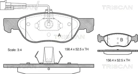 Комплект тормозных колодок, дисковый тормоз TRISCAN 811015005