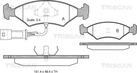 Комплект тормозных колодок, дисковый тормоз TRISCAN 811016801