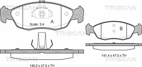 Комплект тормозных колодок, дисковый тормоз TRISCAN 811028007 (фото 1)