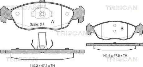 Комплект тормозных колодок, дисковый тормоз TRISCAN 811028007