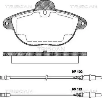 Комплект тормозных колодок, дисковый тормоз TRISCAN 811038003