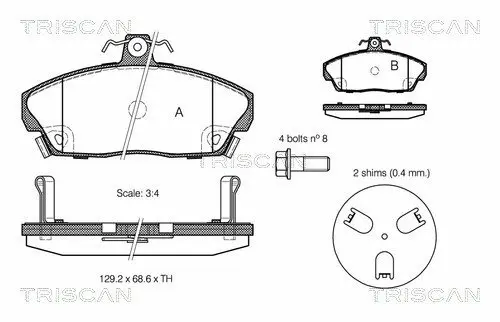 Комплект тормозных колодок, дисковый тормоз TRISCAN 811040056 (фото 1)