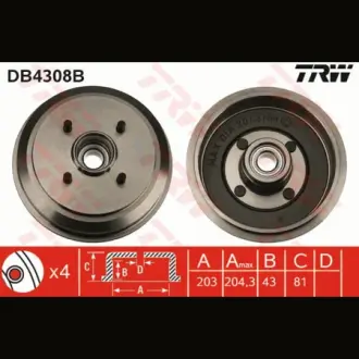 Барабан гальмівний TRW DB4308B