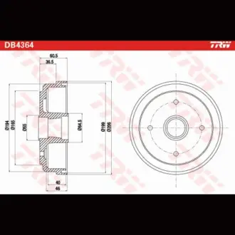 Барабан тормозной TRW DB4364