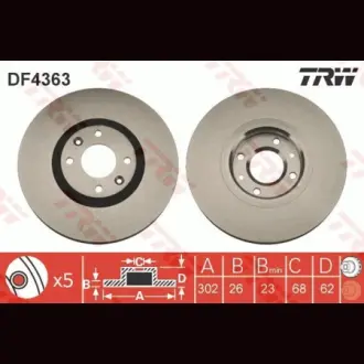 Диск гальмівний TRW DF4363