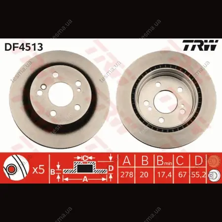 Диск тормозной TRW DF4513 (фото 1)