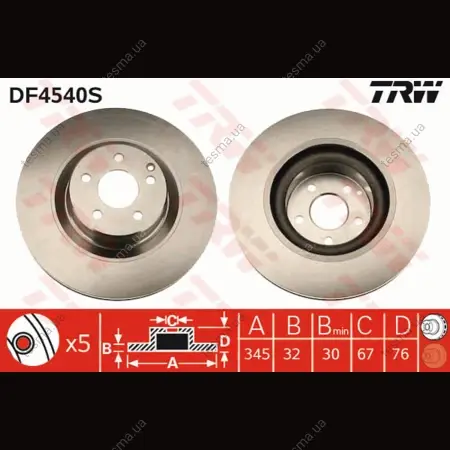 Диск тормозной TRW DF4540S (фото 1)
