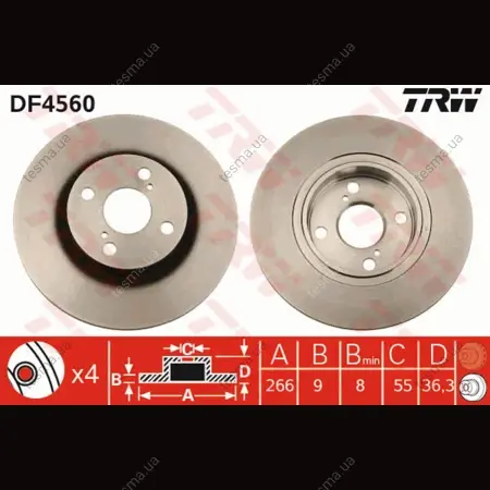 Диск тормозной TRW DF4560 (фото 1)