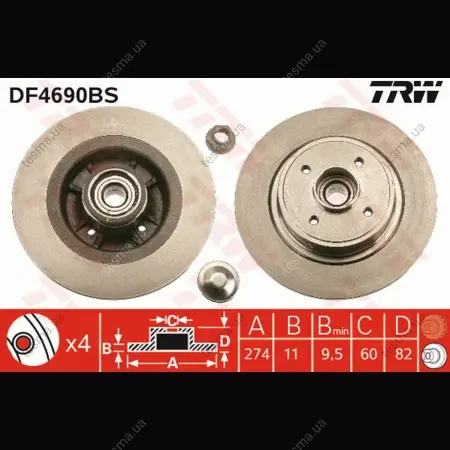 Диск гальмівний TRW DF4690BS (фото 1)