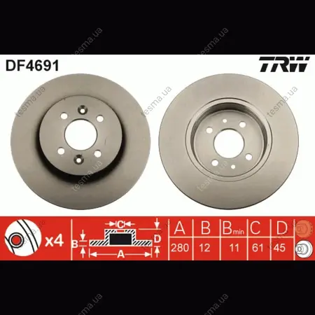 Диск тормозной TRW DF4691 (фото 1)