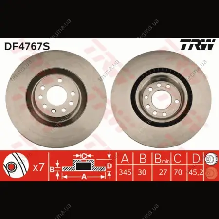 Диск тормозной TRW DF4767S (фото 1)