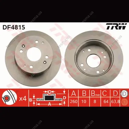Диск тормозной TRW DF4815 (фото 1)