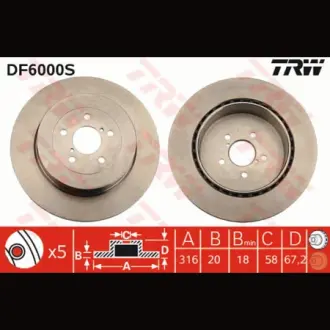 Диск тормозной TRW DF6000S