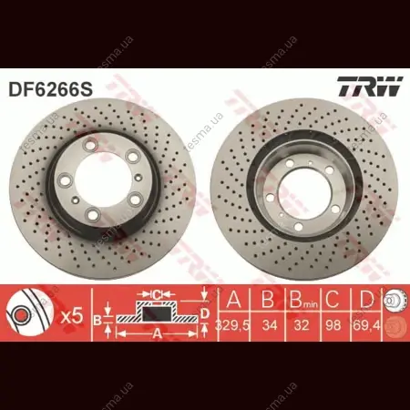 Диск гальмівний TRW DF6266S (фото 1)