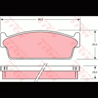 Колодки гальмівні, комплект TRW GDB1021
