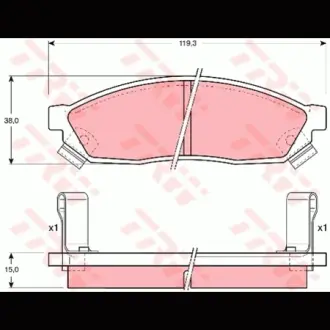 Колодки гальмівні, комплект TRW GDB1038