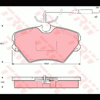 Колодки гальмівні, комплект TRW GDB1087