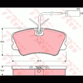 Колодки гальмівні, комплект TRW GDB1251