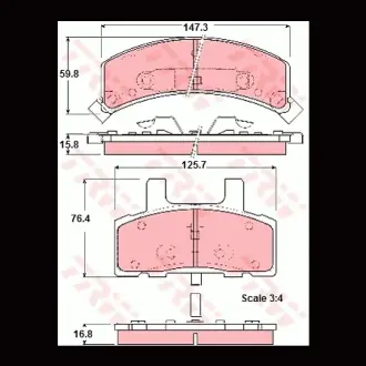 Колодки тормозные, комплект TRW GDB1273