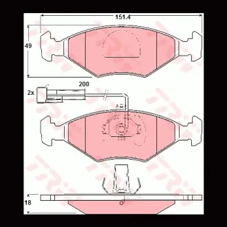 Колодки гальмівні, комплект TRW GDB1340