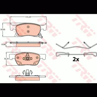 Колодки гальмівні, комплект TRW GDB2138