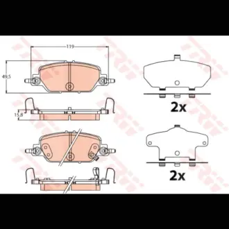 Колодки гальмівні, комплект TRW GDB2217