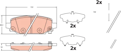Комплект гальмівних колодок задн, JEEP WRANGLER IV 2.0/2.0H/2.2D 11.17- TRW GDB2461