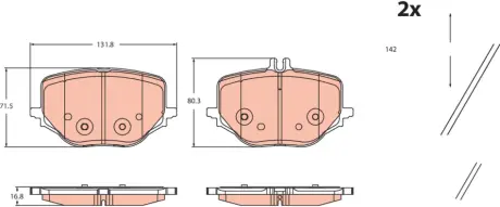 Колодки гальмівні, комплект TRW GDB2470