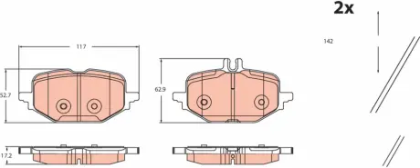 Колодки гальмівні, комплект TRW GDB2471