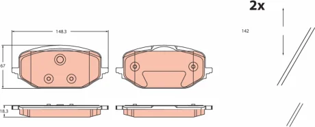 Комплект гальмівних колодок передн, DS DS 4 II, DS 7 CITROEN BERLINGO, C4 SPACETOURER, C5 AIRCROSS, C5 X, GRAND C4 SPACETOURER OPEL ASTRA L, COMBO, COMBO E TOUR / LIFE 1.2-Electric 05.16- TRW GDB2475