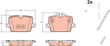 Комплект гальмівних колодок задн, BMW 2 (G42, G87), 3 (G20, G80, G28), 3 (G21), 3 (G21, G81), 4 (G22, G82), 4 (G23, G83), 4 GRAN COUPE (G26), I4 (G26), Z4 (G29) TOYOTA SUPRA 2.0-Electric 11.18- TRW GDB2487