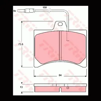 Колодки гальмівні, комплект TRW GDB276