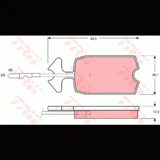 Колодки гальмівні, комплект TRW GDB277