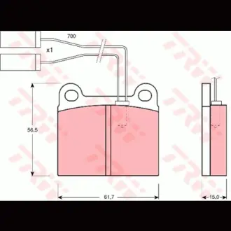 Колодки гальмівні, комплект TRW GDB362