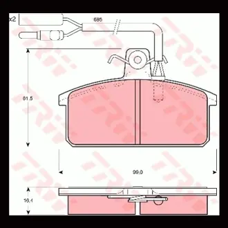 Колодки гальмівні, комплект TRW GDB417