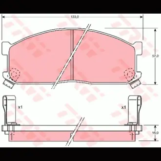 Колодки гальмівні, комплект TRW GDB737