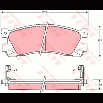 Колодки гальмівні, комплект TRW GDB746