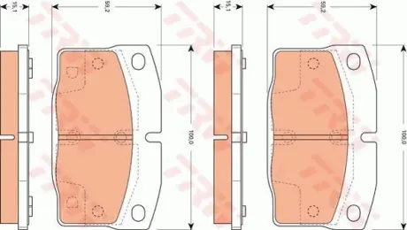 Колодки гальмівні, комплект TRW GDB7519