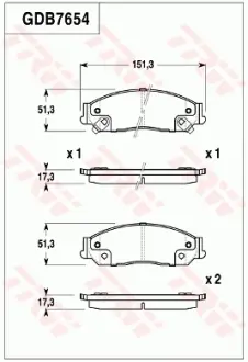 Колодки гальмівні, комплект TRW GDB7654