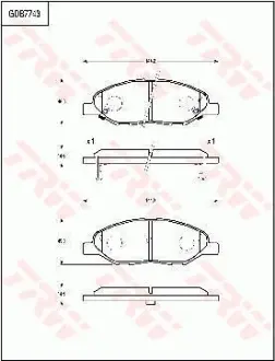 Колодки гальмівні, комплект TRW GDB7743
