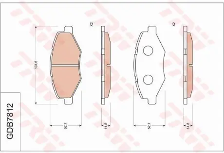 Колодки гальмівні, комплект TRW GDB7812
