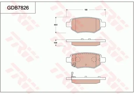 Колодки гальмівні, комплект TRW GDB7826