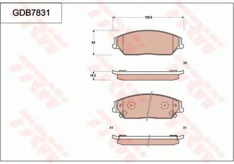 Колодки гальмівні, комплект TRW GDB7831