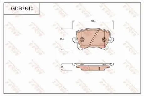 Колодки гальмівні, комплект TRW GDB7840