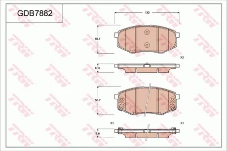 Колодки тормозные, комплект TRW GDB7882