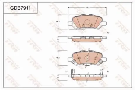 Колодки гальмівні, комплект TRW GDB7911