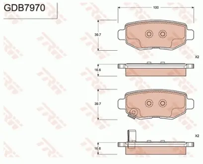 Колодки гальмівні, комплект TRW GDB7970