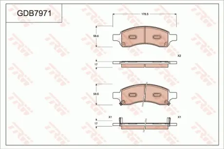 Колодки тормозные, комплект TRW GDB7971