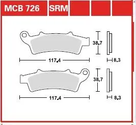 Колодки гальмівні, комплект TRW MCB726SRM