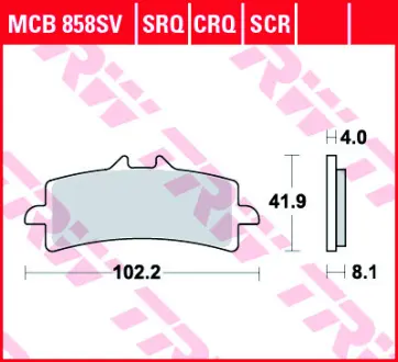 Колодки гальмівні, комплект TRW MCB858SV